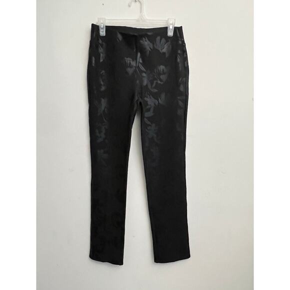 Soft Surroundings Pants - Soft Surroundings Perfect Ponte Black Floral Pull-On Straight Leg Pants Size S